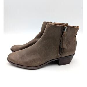 Lucky Brand Blandre Leather Ankle Booties Women's Taupe Size US7.5M EU38